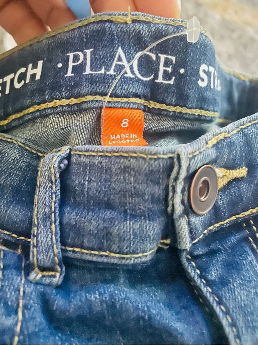 The Children's Place Slim Straight Dark Blue Jeans with Knee Rips